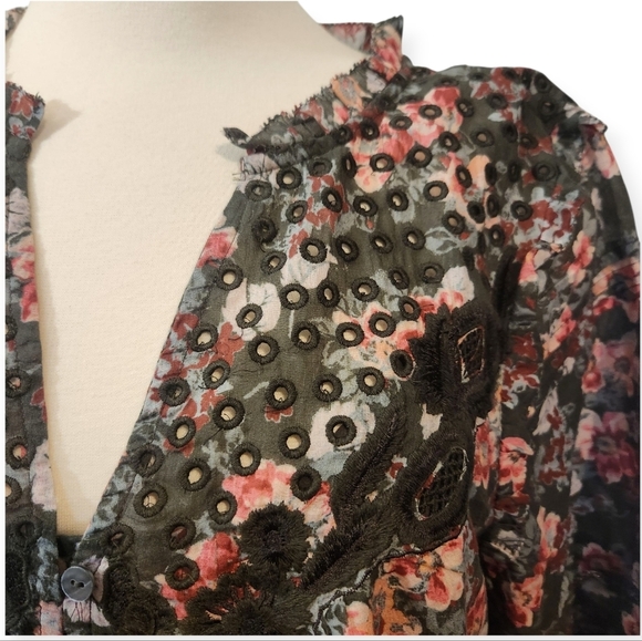 EUC SUNDANCE ANDI FLORAL DRESS BOHEMIAN WESTERN OLIVE EMBROIDERED SZ L - Picture 6 of 15